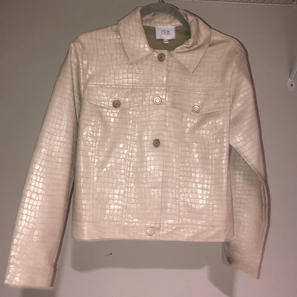 Snakeskin faux trucker jacket